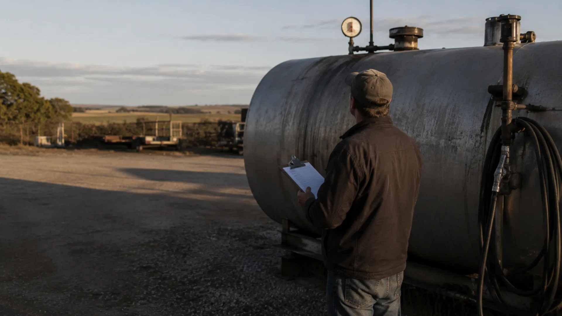 Site manager checking a bulk diesel tank during fuel stock reconciliation Centurion yards require
