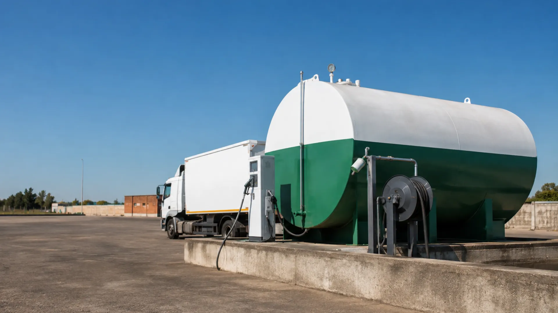 Diesel depot Centurion bulk storage tank with access-controlled dispensing at an industrial yard